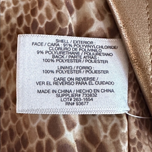 Vintage NWT Women's Worthington Gold Polyester Faux Leather Jacket Size Medium - Picture 8 of 9